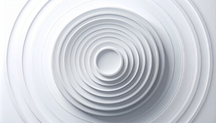 Abstract White 3D Concentric Circles Background with Modern Minimalist Design and Subtle Shadows