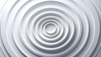 Fototapeta premium Abstract 3D white and grey concentric circles background, modern minimalist design, clean geometric pattern, futuristic texture, soft light and shadow