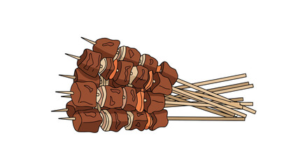 Appetizing Grilled Meat Skewers Ready for a Barbecue Feast