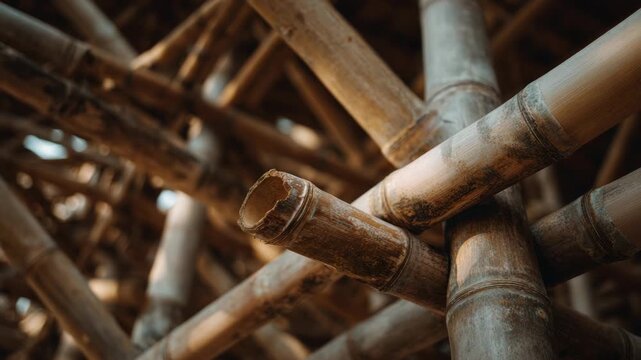 Abstract bamboo forest background with warm natural textures