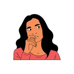 Female Character Posing While Thinking Something.eps