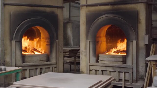 wood burning in fireplace