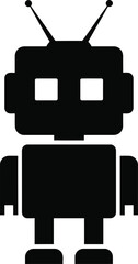 Simple black and white robot silhouette illustration