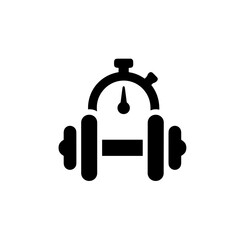 Obraz premium Minimalist Flat Dumbbell Stopwatch Symbol Illustration Fitness Activity Icon