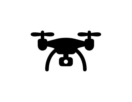 Minimalist Silhouette Drone Icon Graphic Element for Remote Control Aircraft