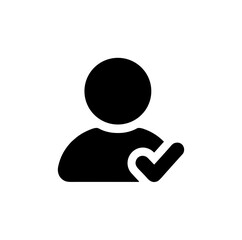 Minimalist Silhouette Profile Check Mark User Account Confirmation Icon