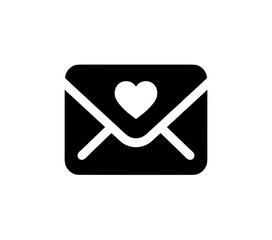 Minimalist Black and White Love Letter Mail Envelope Communication Icon
