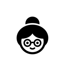 Minimalist Flat Style Old Woman with Glasses Avatar Profile Icon