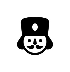 Minimalist Bold Nutcracker Soldier Face Simple Shape Icon Illustration