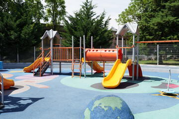 Playground structure with eco friendly earth globe design