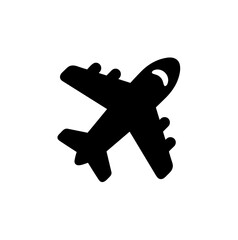Simple Flat Plane Jet Silhouette Icon Isolated on White Background