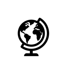 Simple Flat Design Globe Stand Earth World Geography Icon Graphic