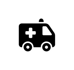 Minimalist Black and White Ambulance Emergency Service Vehicle Isolated Icon