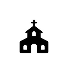 Simple Bold Style Church Building Silhouette Icon Symbol Graphic