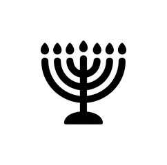Simple Line Art Hanukkah Menorah Candle Holder Symbol Religious Illustration