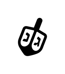 Minimalist Black Dreidel with Hebrew Letters for Hanukkah Holiday Celebration Icon
