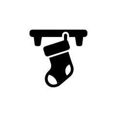 Simple Silhouette Christmas Stocking Hanging from Mantle Decoration Icon