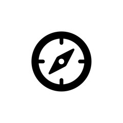 Minimalist Bold Stroke Compass Navigation Direction Instrument Black and White Icon