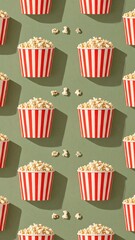 Popcorn buckets repeat on sage green