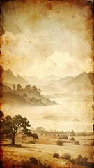 Muted landscape vista in old style