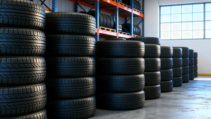 Tires tire automotive car vehicle rubber tread wheel transportation industry auto service garage warehouse stock inventory replacement maintenance equipment shop supply business