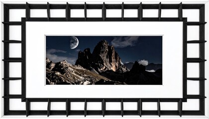 Framed mountains & moon landscape