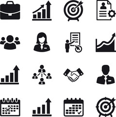 Minimal Business Marketing Success Glyph Icons Set