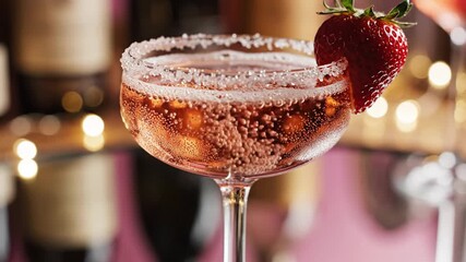 Elegant Strawberry Champagne Cocktail - A Sparkling Celebration. - Powered by Adobe