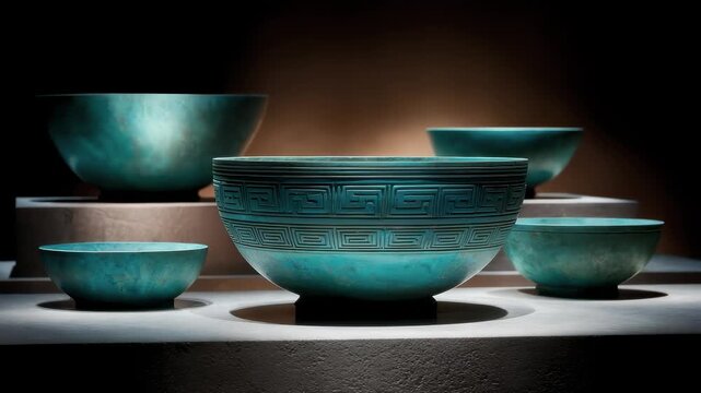 Still life display of Tang Dynasty bronze vessels