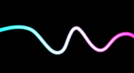 Glowing neon lines horizontal flow seamless loop of light beams or light streak rays on black background. Abstract glowing neon lines calligraphy lines colorful backdrop design.