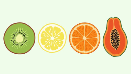 Vibrant Tropical Fruit Slices Collection Fresh and Juicy.