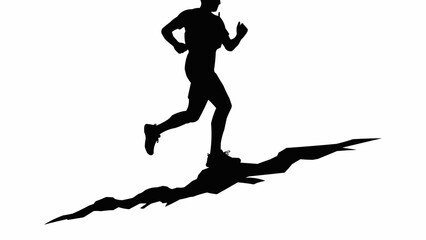 Silhouette of a runner in motion, demonstrating speed and determination on a path.