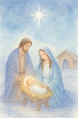 Naklejka premium watercolor holy christmas night background