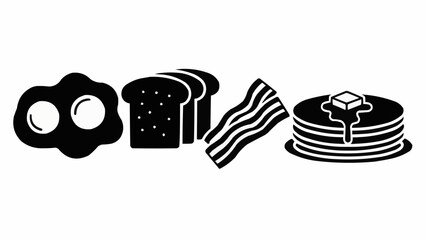 Delicious Breakfast Spread with Eggs, Toast, Bacon, and Pancakes.