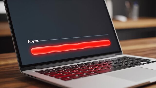 Loading Bar Reaching 90 Percent on Laptop Screen