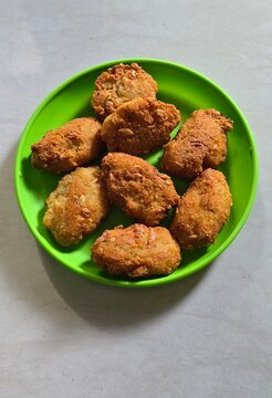 Fried grated cassava named combro in a plate 