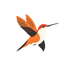 Fototapeta premium A vibrant illustration of a rufous hummingbird in flight with its wings spread wide showcasing its orange and white plumage isolated on transparent background