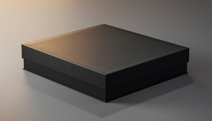 Elegant blank black textured luxury gift box mockup on dark background