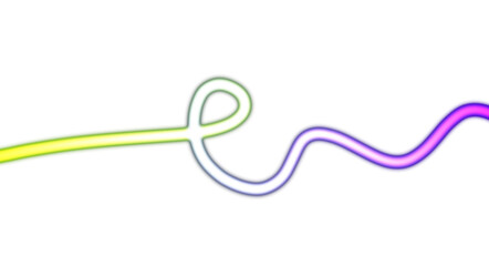 Horizontal neon lines glowing seamless loop of light streak rays or light beams on transparent background. Glowing neon lines curved zigzag color flow wave shaped overlay PNG.