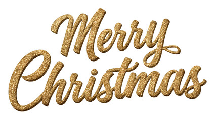 Merry Christmas golden greeting glitter text design | transparent png