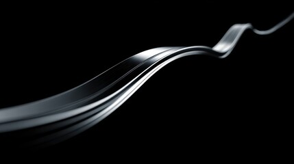 Data line graph, sleek chrome line curving upward, 3D illustration.