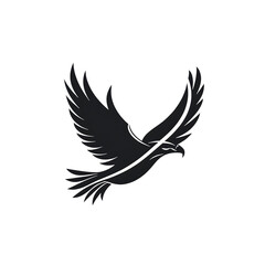 Obraz premium Dark silhouette of a majestic eagle in flight wings spread wide isolated on transparent background