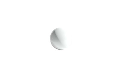 A simple, isolated, glossy white circle floats on a black background. The round object has a soft gradient effect
