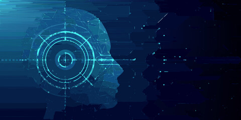 Abstract ai head with target futuristic technology concept