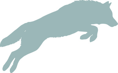 Jumping Wolf Silhouette – Isolated on Transparent Background Leaping Wild Predator Animal Vector