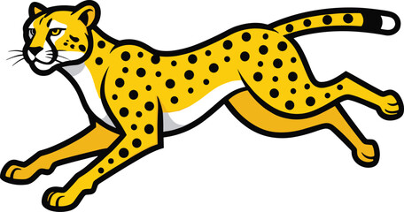 Jumping Cheetah Mascot Vector Illustration with Bold Spots and Powerful Fast Motion Style