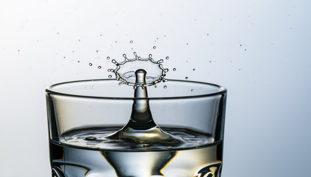 Menuangkan air putih dingin ke dalam gelas kaca di restoran