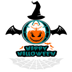 Halloween Pumpkin Illustration Witch and Spooky Jack O&rsquo;Lantern