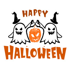 Spooky Halloween Pumpkin with Witch Silhouettes