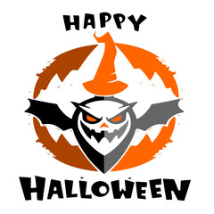 Spooky Halloween Pumpkin with Witch Silhouettes